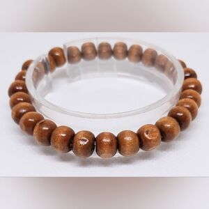Men's bracelet beaded wooden brown new e77‎
